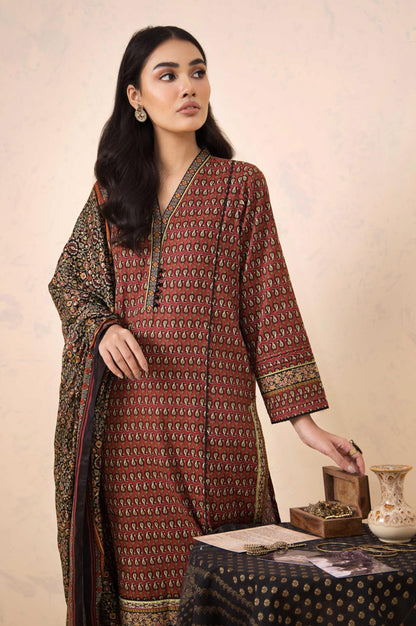 Stitched 3 Piece Printed Cottel Suit