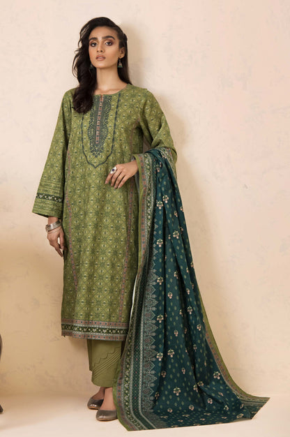 Stitched 3 Piece Embroidered Cottel Suit