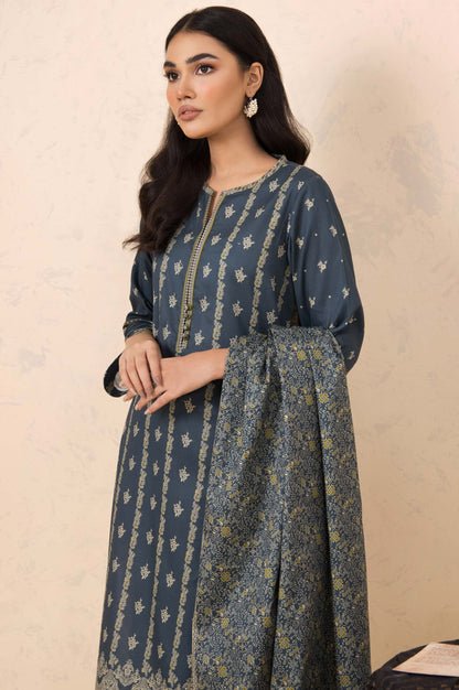 Stitched 3 Piece Printed Cottel Suit