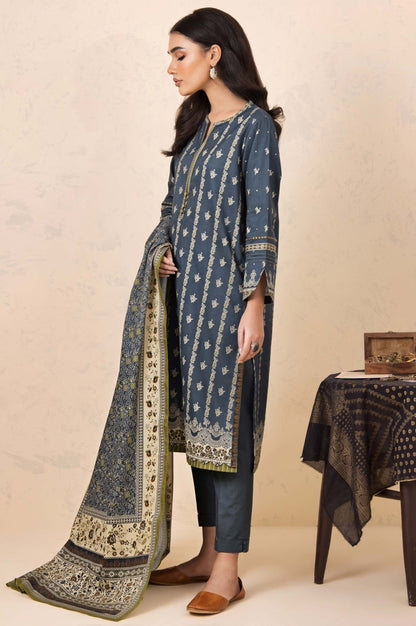 Stitched 3 Piece Printed Cottel Suit
