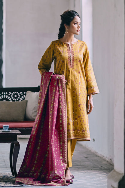 Stitched 3 Piece Embroidered Cottel Suit
