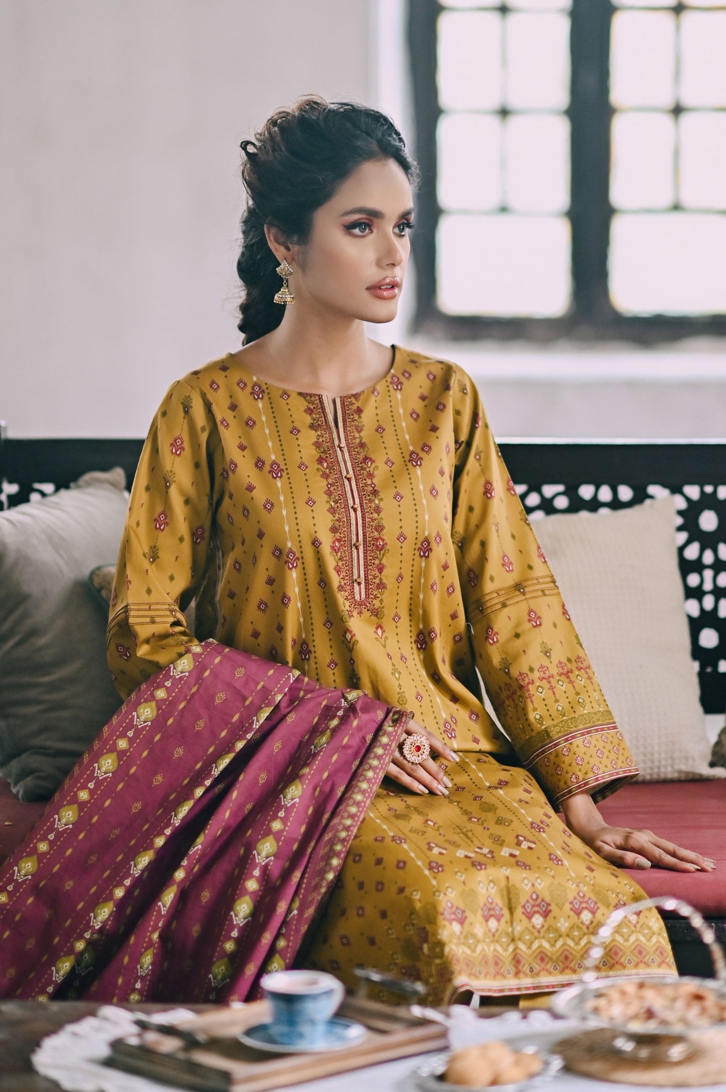 Stitched 3 Piece Embroidered Cottel Suit