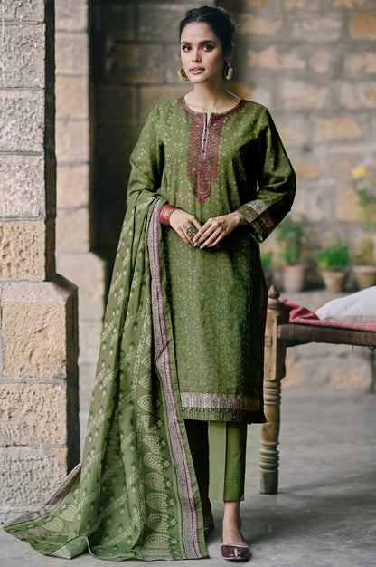 Stitched 3 Piece Embroidered Cottel Suit
