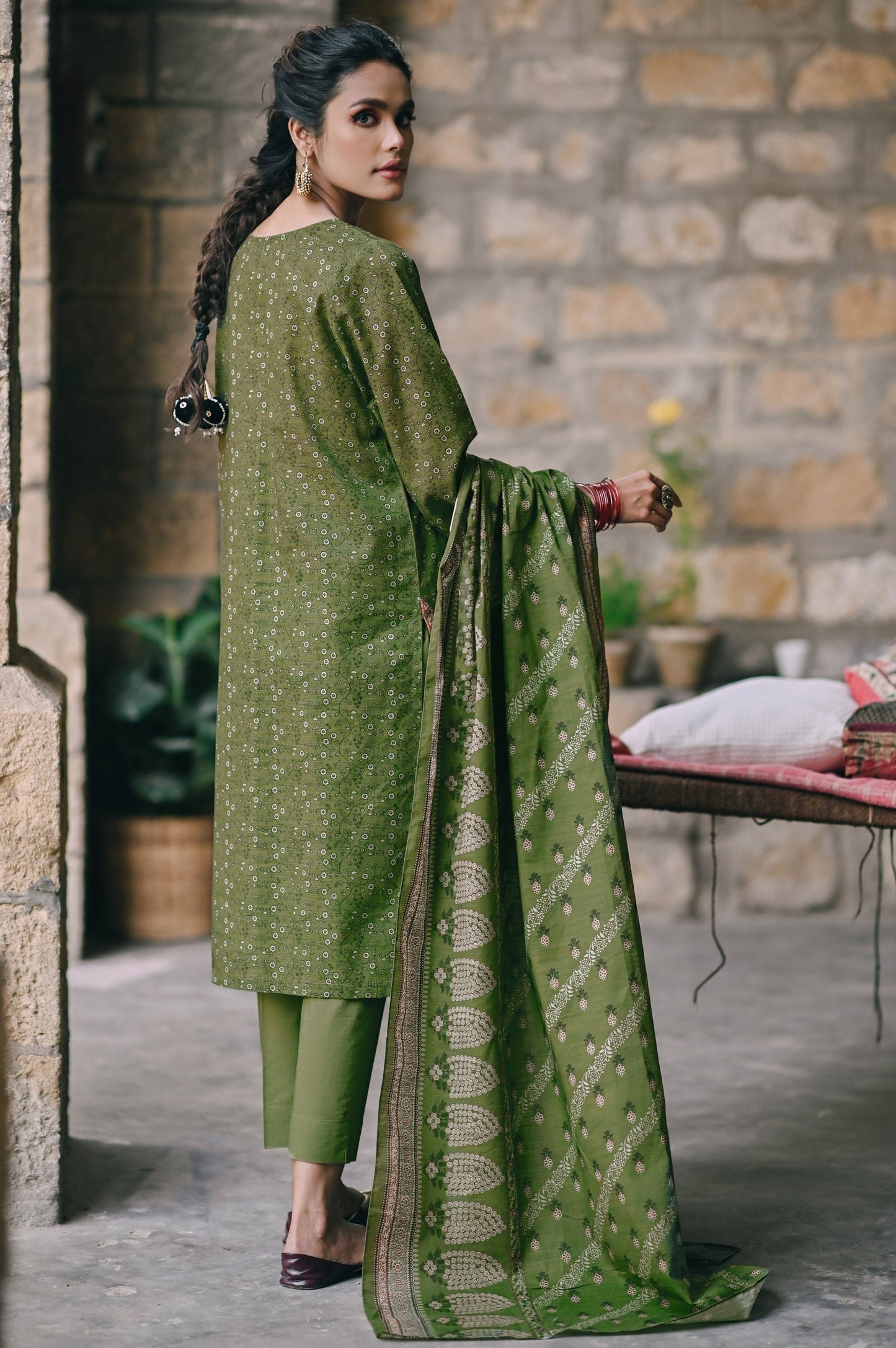 Stitched 3 Piece Embroidered Cottel Suit