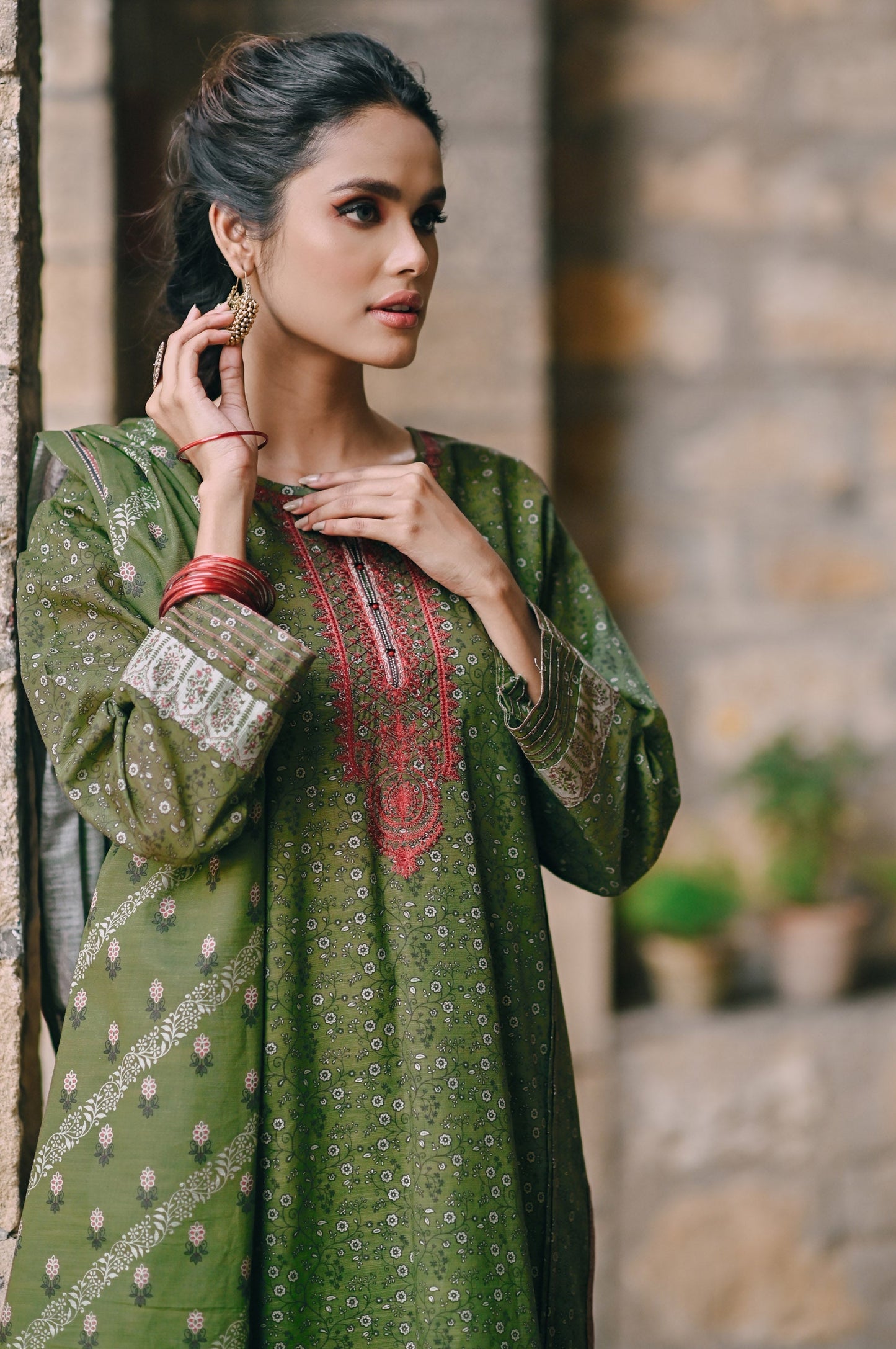 Stitched 3 Piece Embroidered Cottel Suit