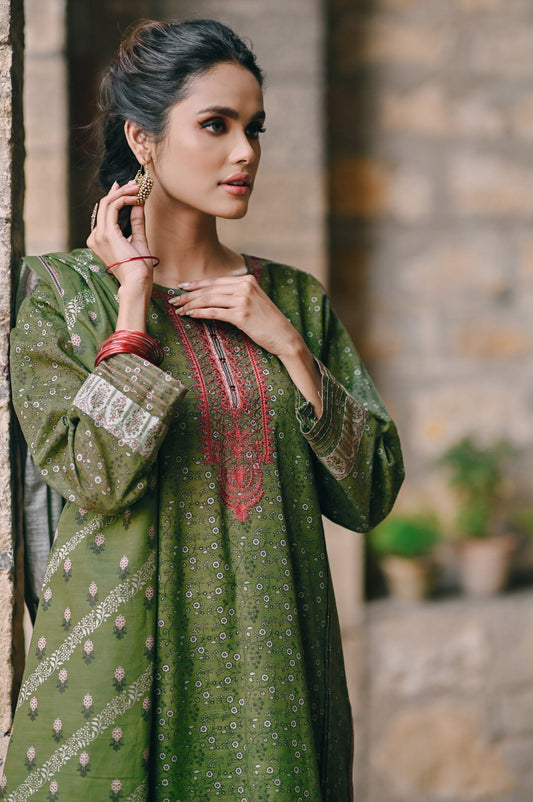 Stitched 3 Piece Embroidered Cottel Suit
