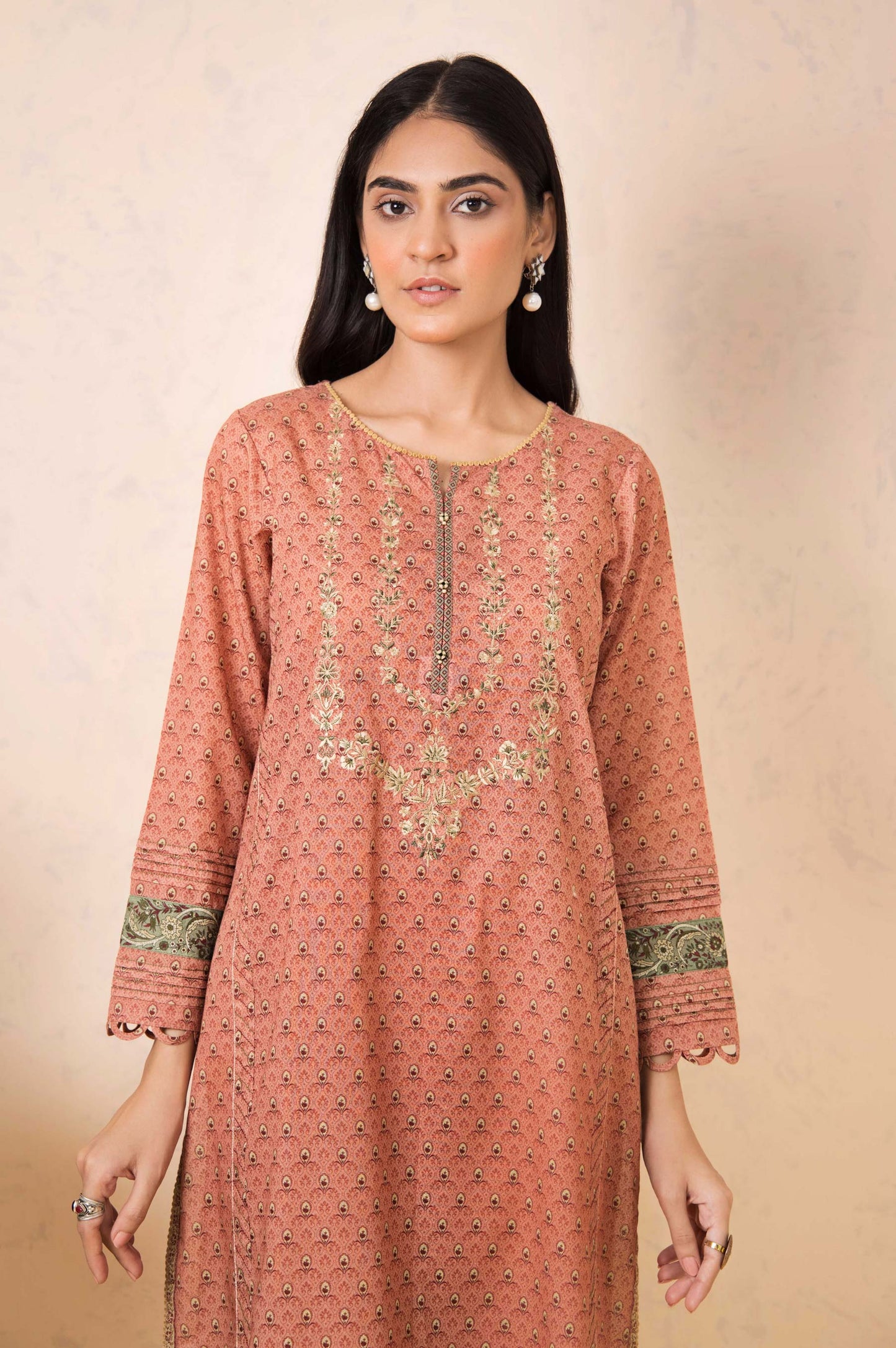 Stitched 3 Piece Embroidered Karandi Suit