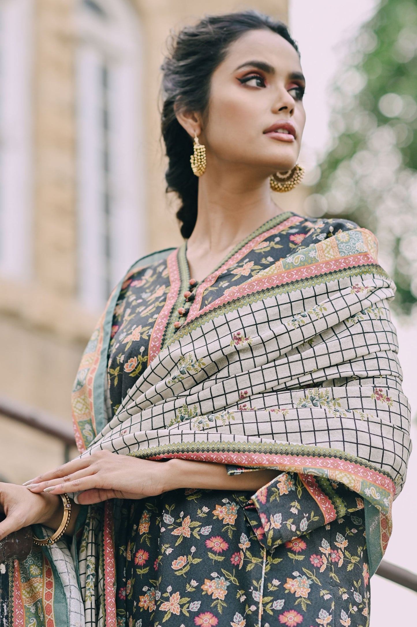 Stitched 3 Piece Printed Karandi Suit
