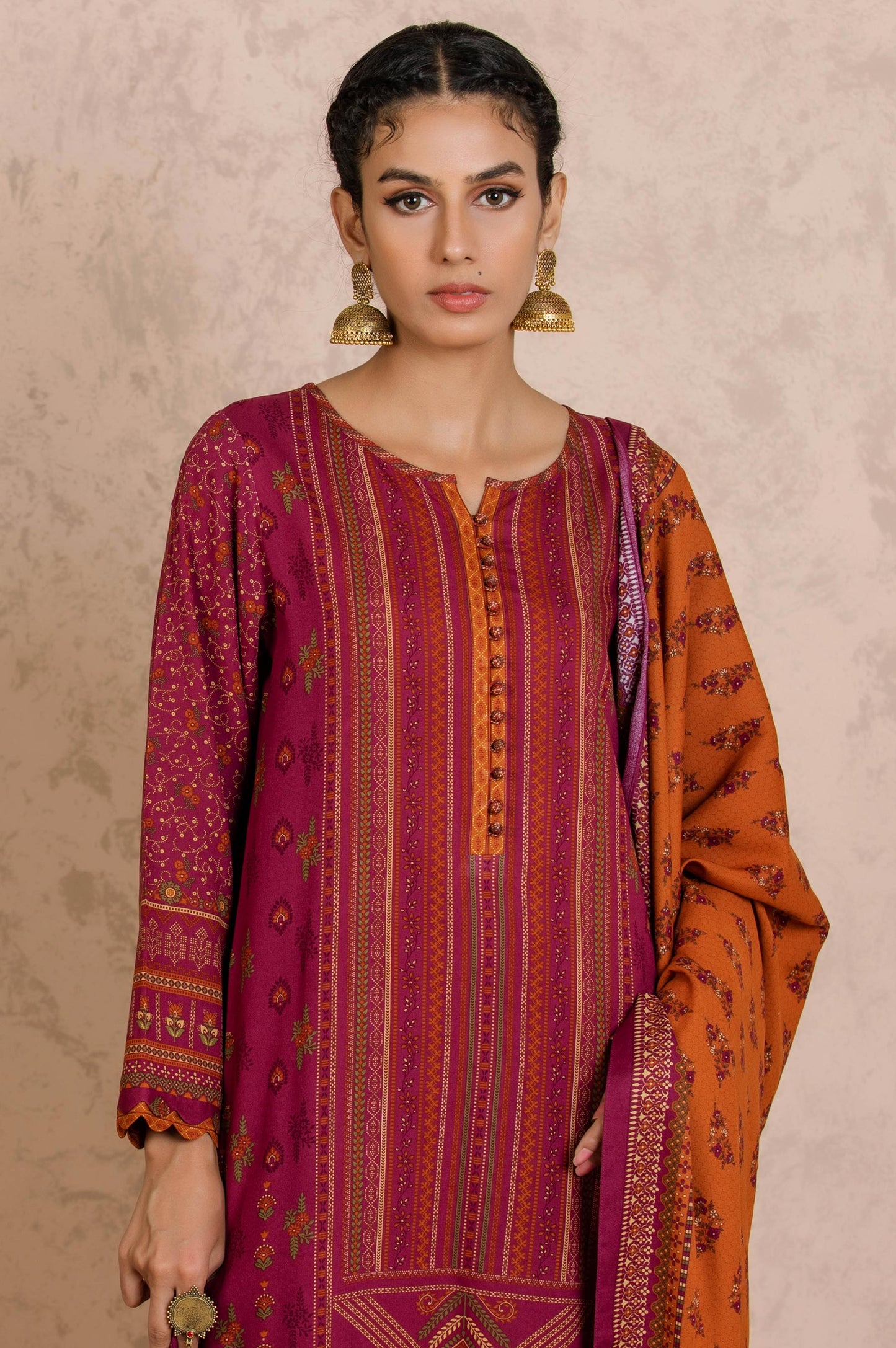 Stitched 3 Piece Printed Linen Viscose Suit