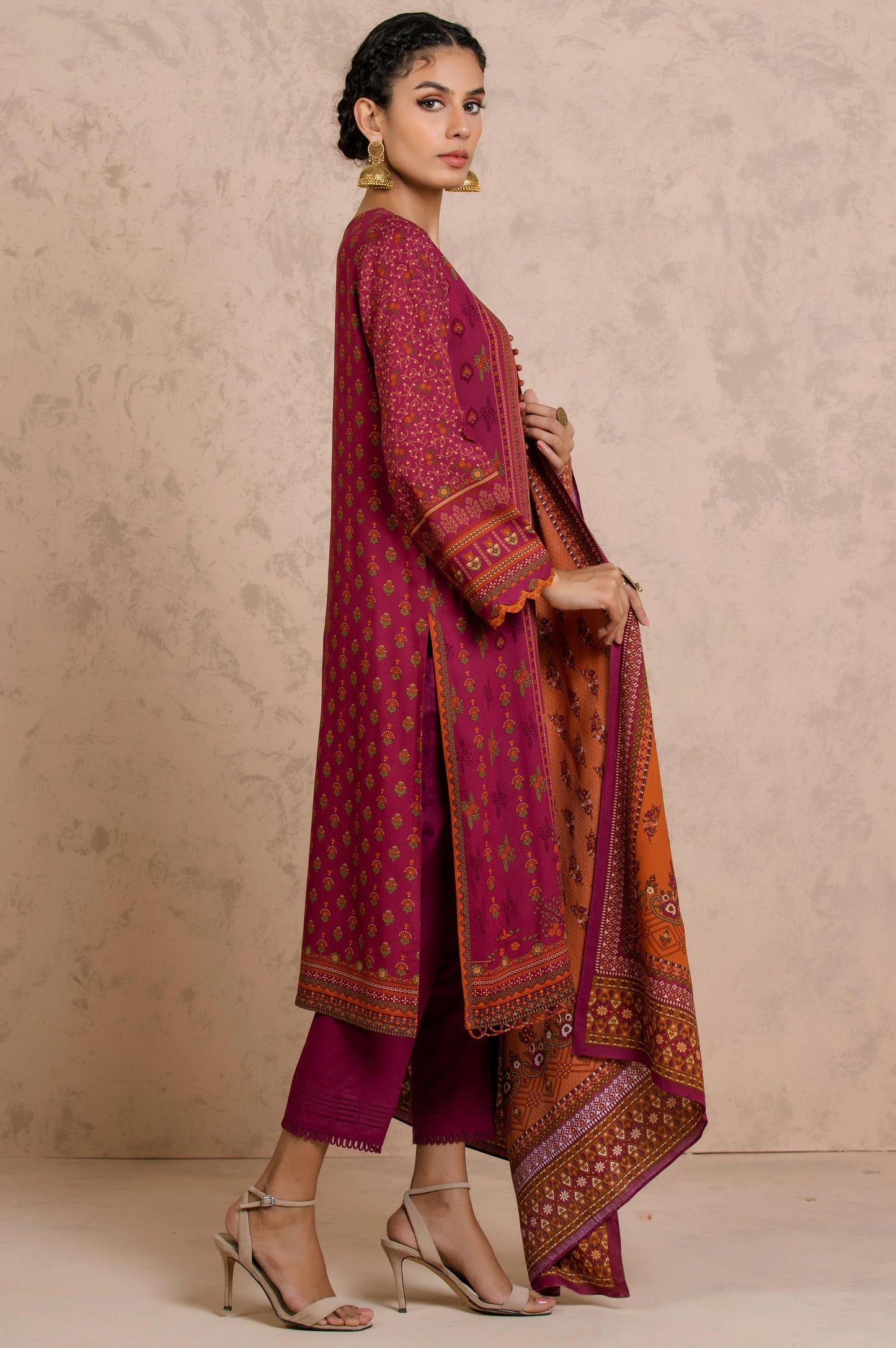 Stitched 3 Piece Printed Linen Viscose Suit
