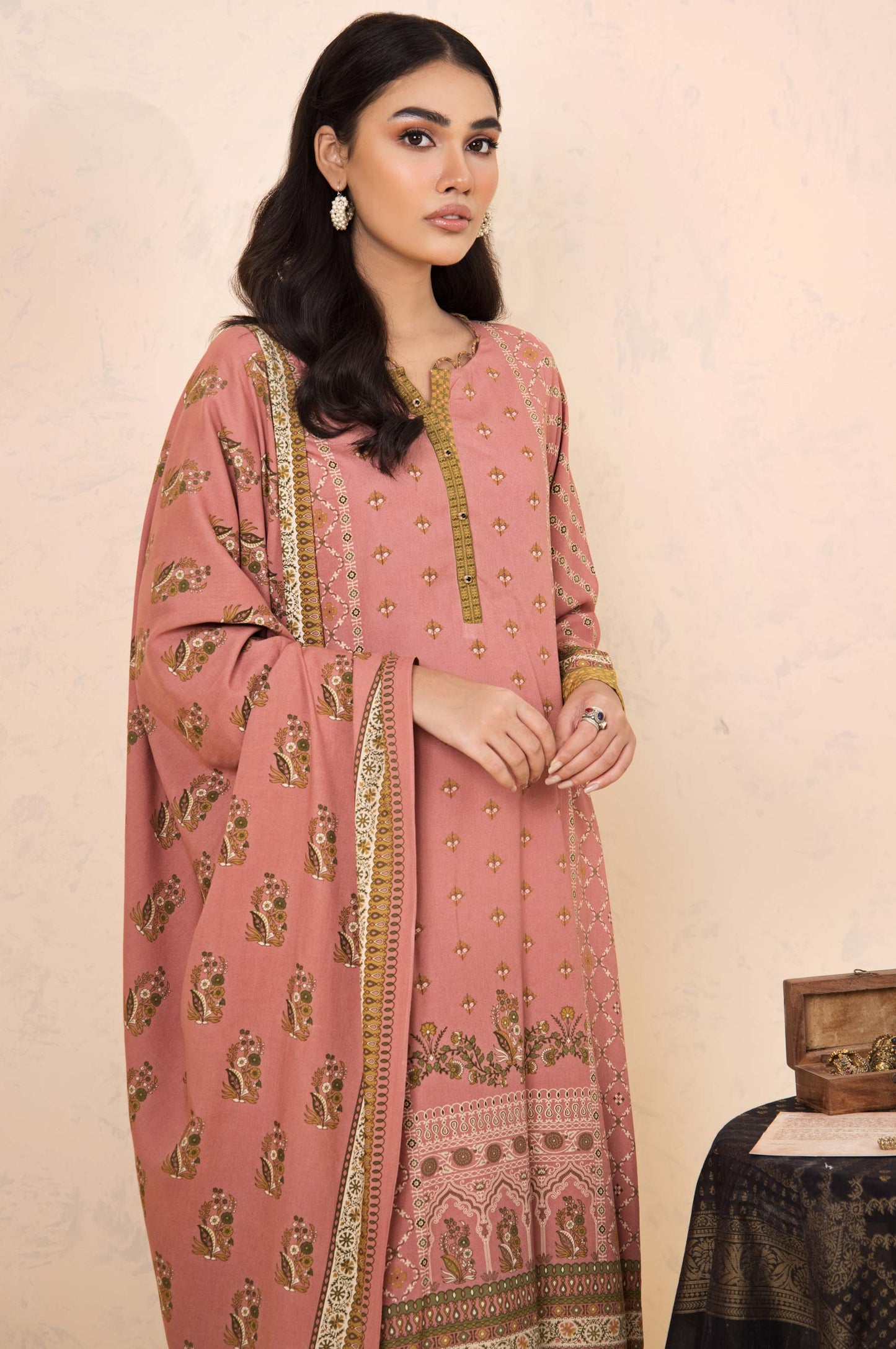 Stitched 3 Piece Printed Linen Viscose Suit