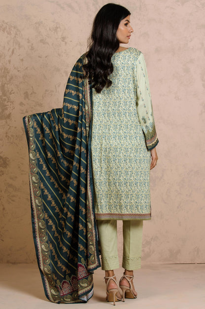 Stitched 3 Piece Embroidered Linen Viscose Suit