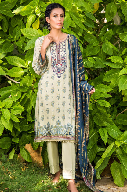 Stitched 3 Piece Embroidered Linen Viscose Suit