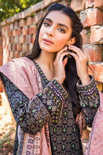 Stitched 3 Piece Printed Doria Linen Viscose Suit