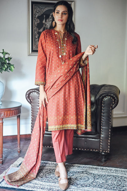 Stitched 3 Piece Printed Doria Linen Viscose Suit