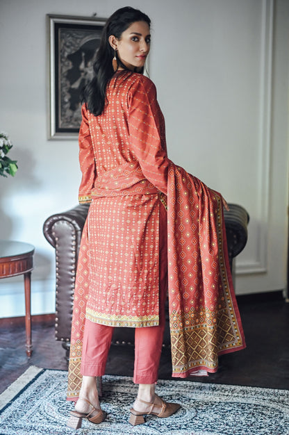 Stitched 3 Piece Printed Doria Linen Viscose Suit
