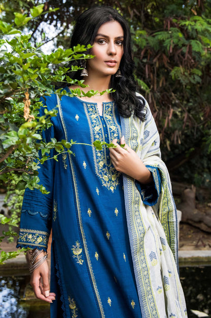 Stitched 3 Piece Embroidered Khaddar with Jacquard Suit