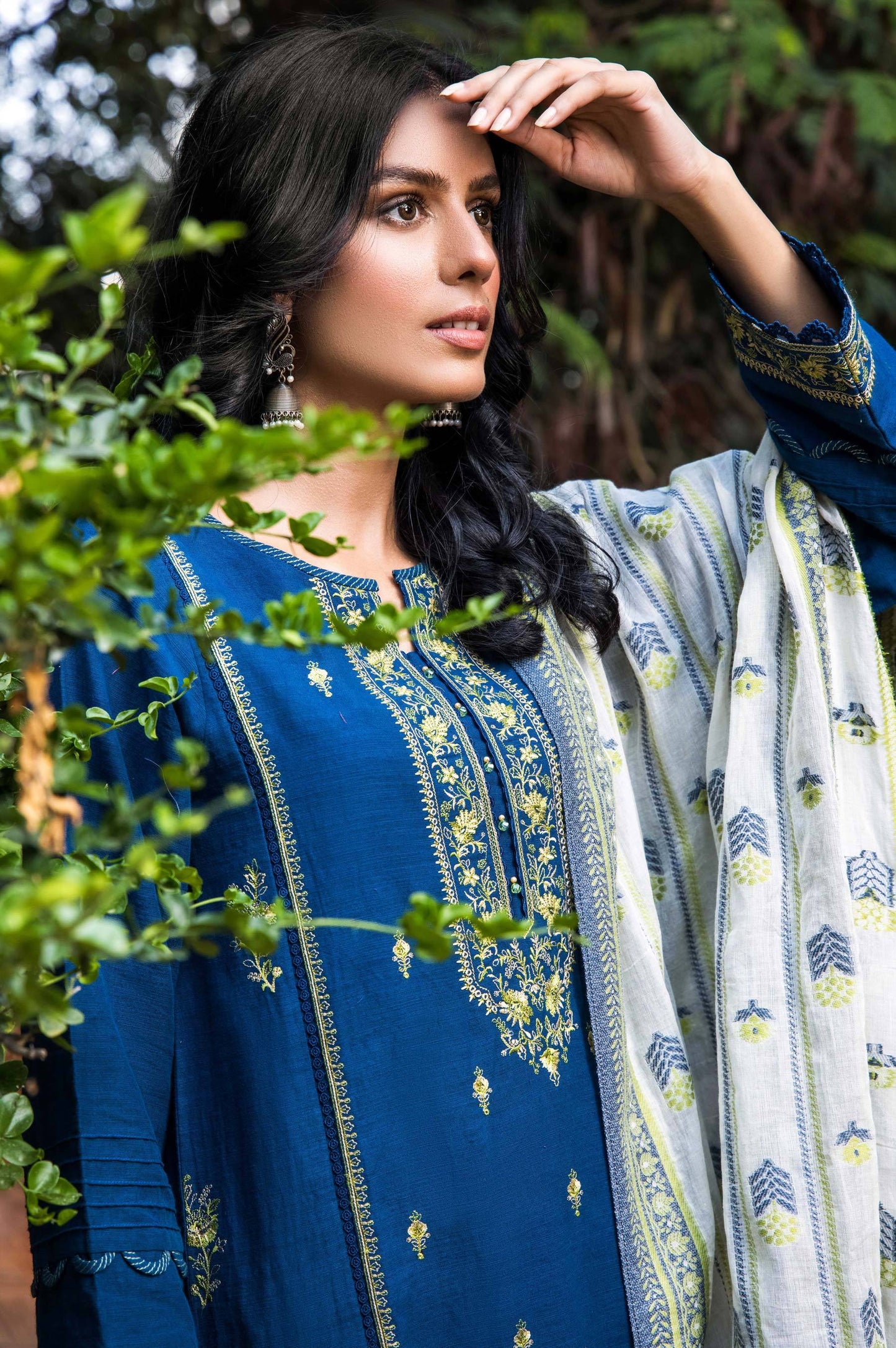 Stitched 3 Piece Embroidered Khaddar with Jacquard Suit