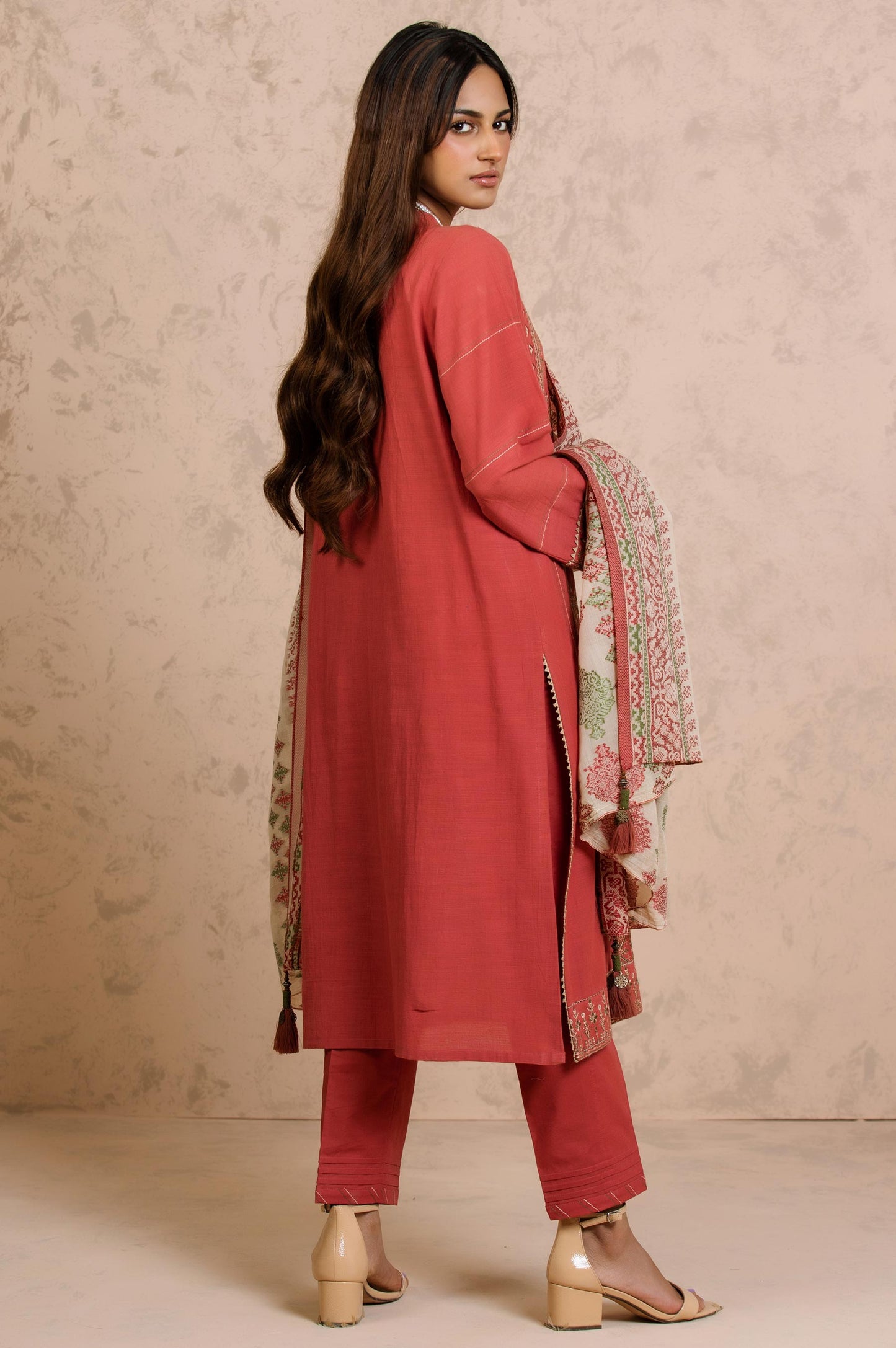 Stitched 3 Piece Embroidered Khaddar with Jacquard Suit
