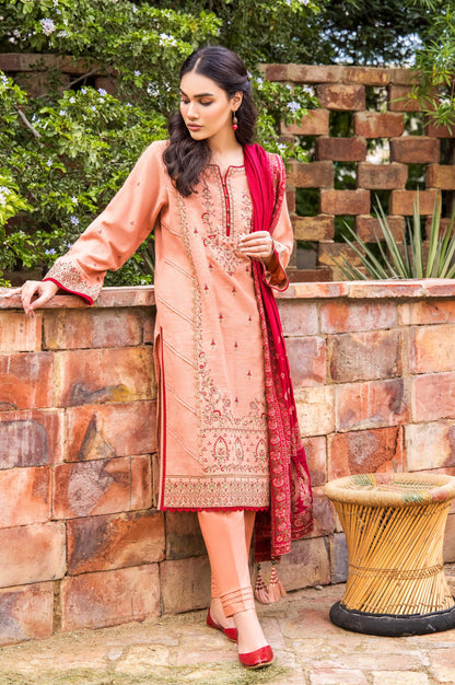 Stitched 3 Piece Embroidered Khaddar with Jacquard Shawl Suit