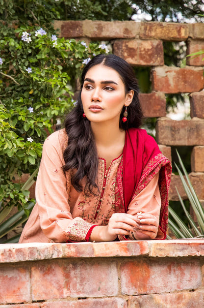 Stitched 3 Piece Embroidered Khaddar with Jacquard Shawl Suit