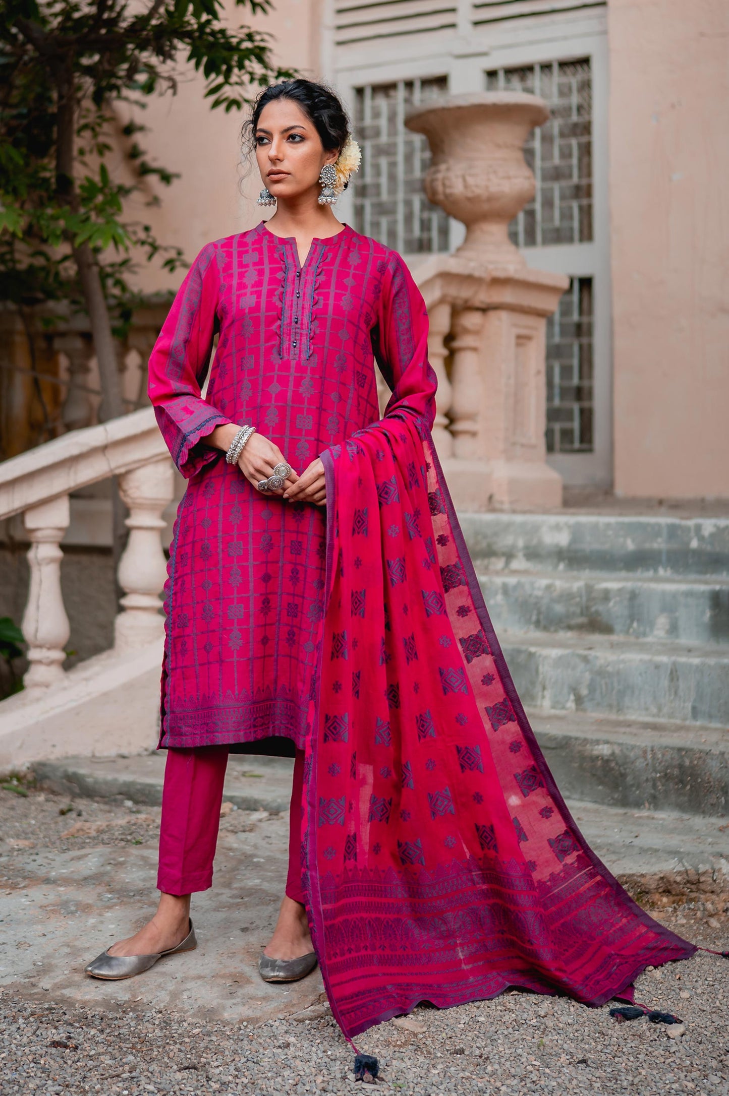 Stitched 3 Piece Jacquard Suit