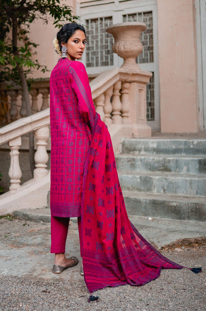 Stitched 3 Piece Jacquard Suit