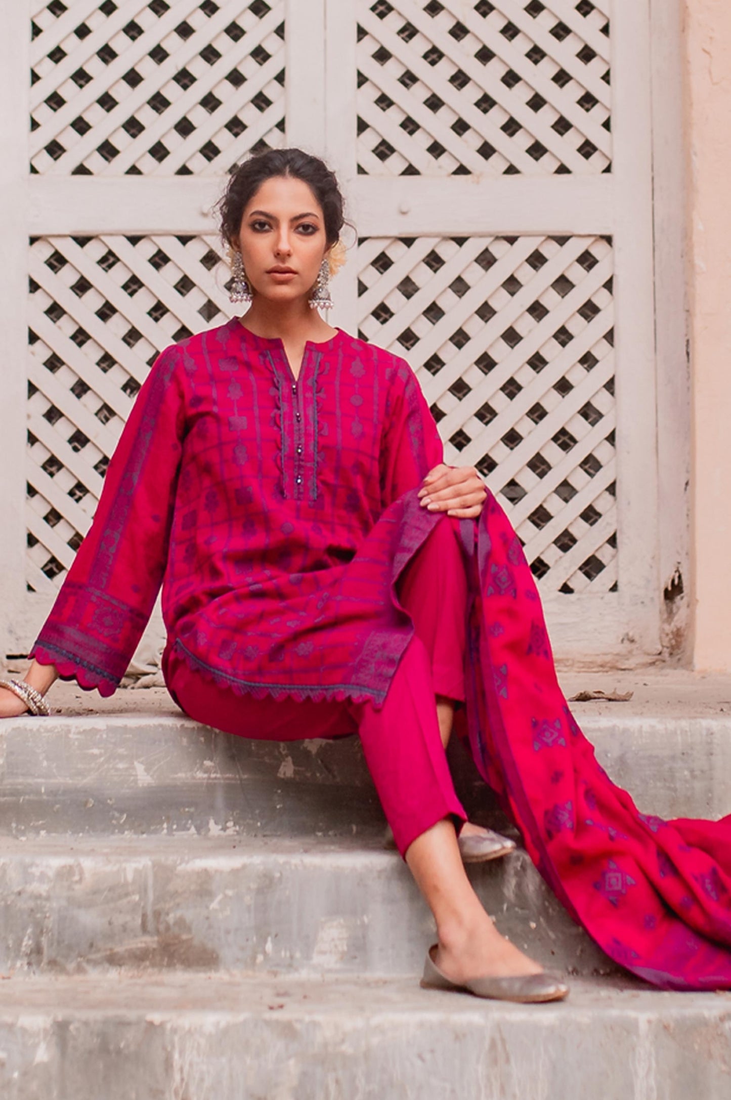 Stitched 3 Piece Jacquard Suit