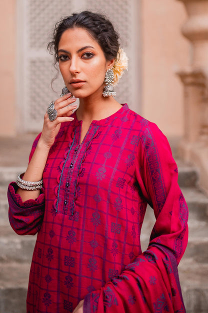 Stitched 3 Piece Jacquard Suit