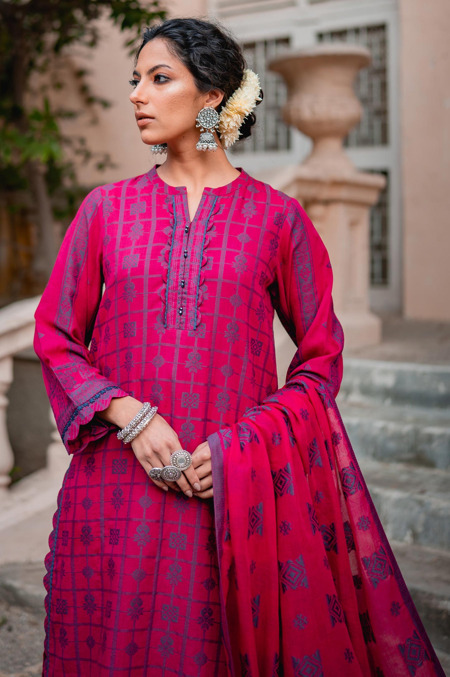 Stitched 3 Piece Jacquard Suit