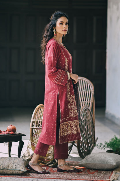 Stitched 3 Piece Maysuri Jacquard with Shaded Organza Suit