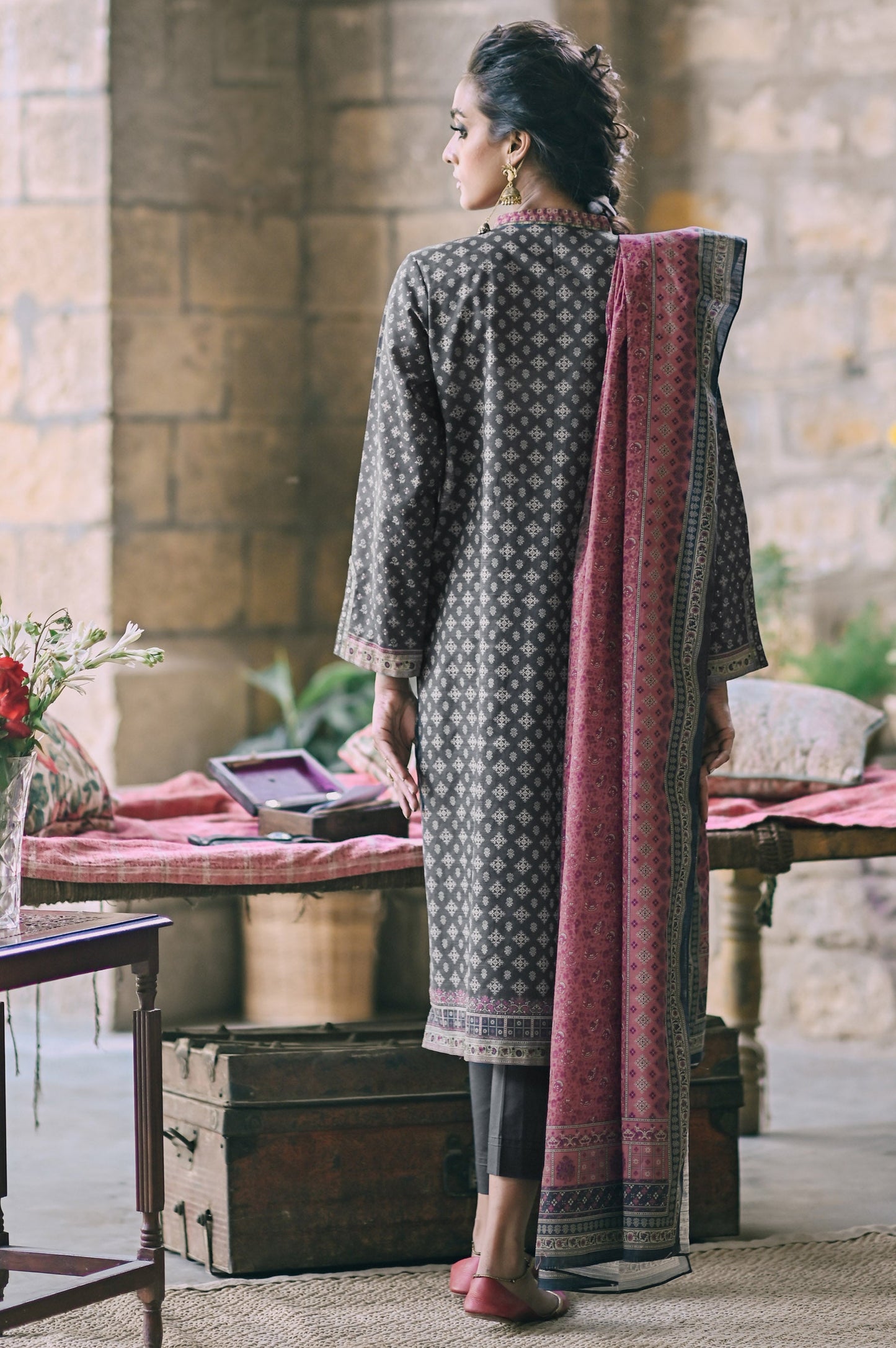 Stitched 3 Piece Printed Cottel Suit