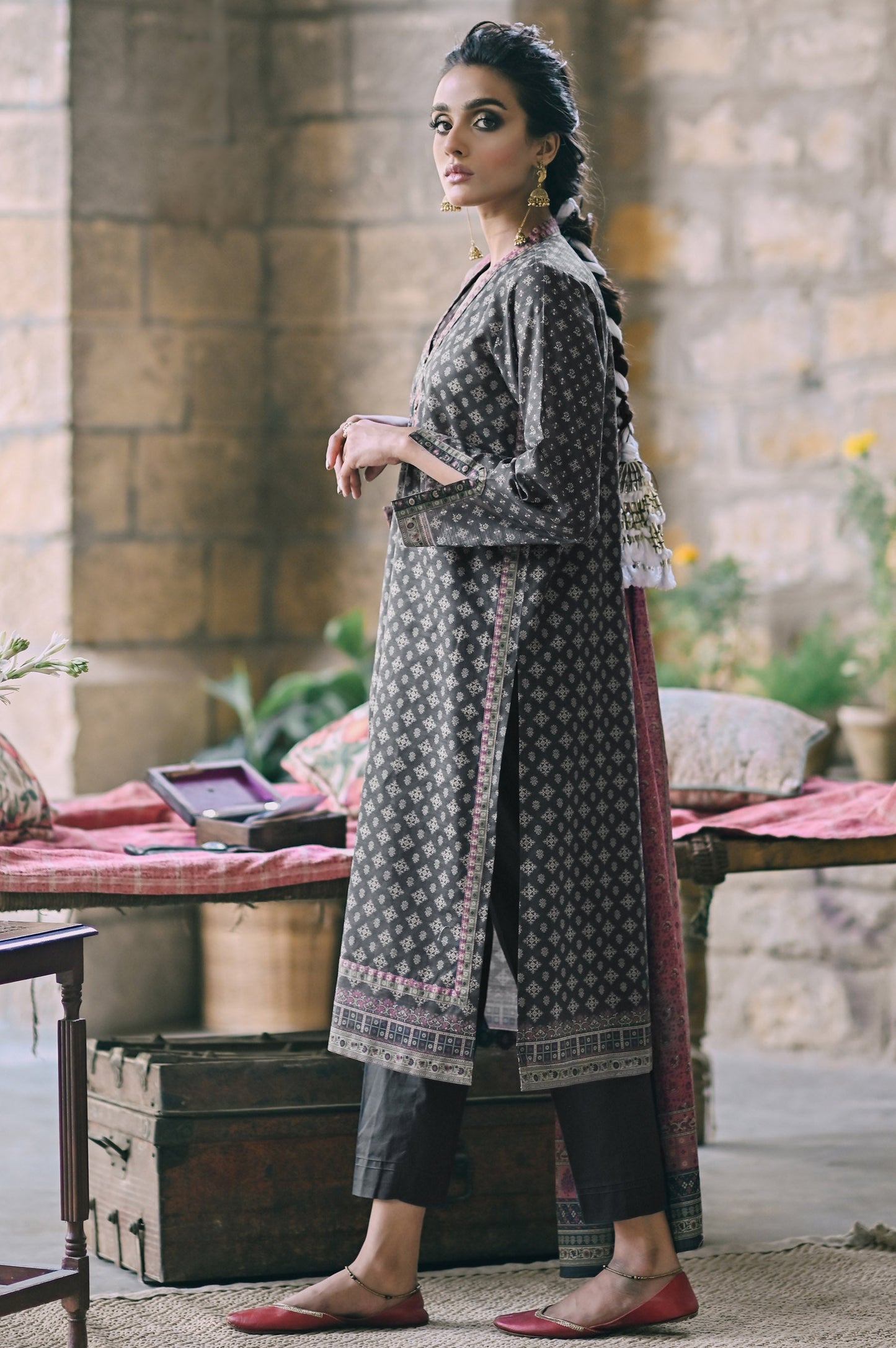 Stitched 3 Piece Printed Cottel Suit