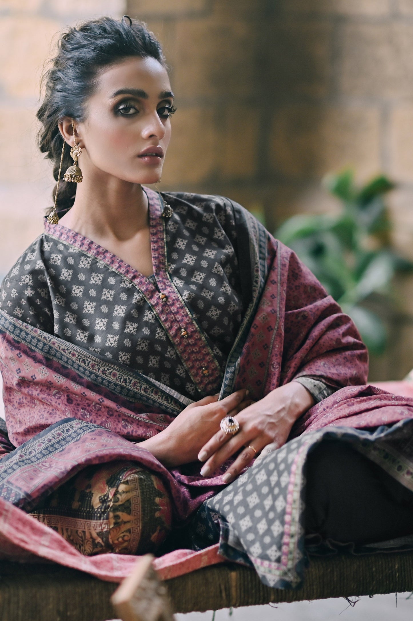 Stitched 3 Piece Printed Cottel Suit