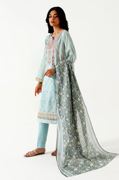 Stitched 3 Piece Embroidered Lawn Suit
