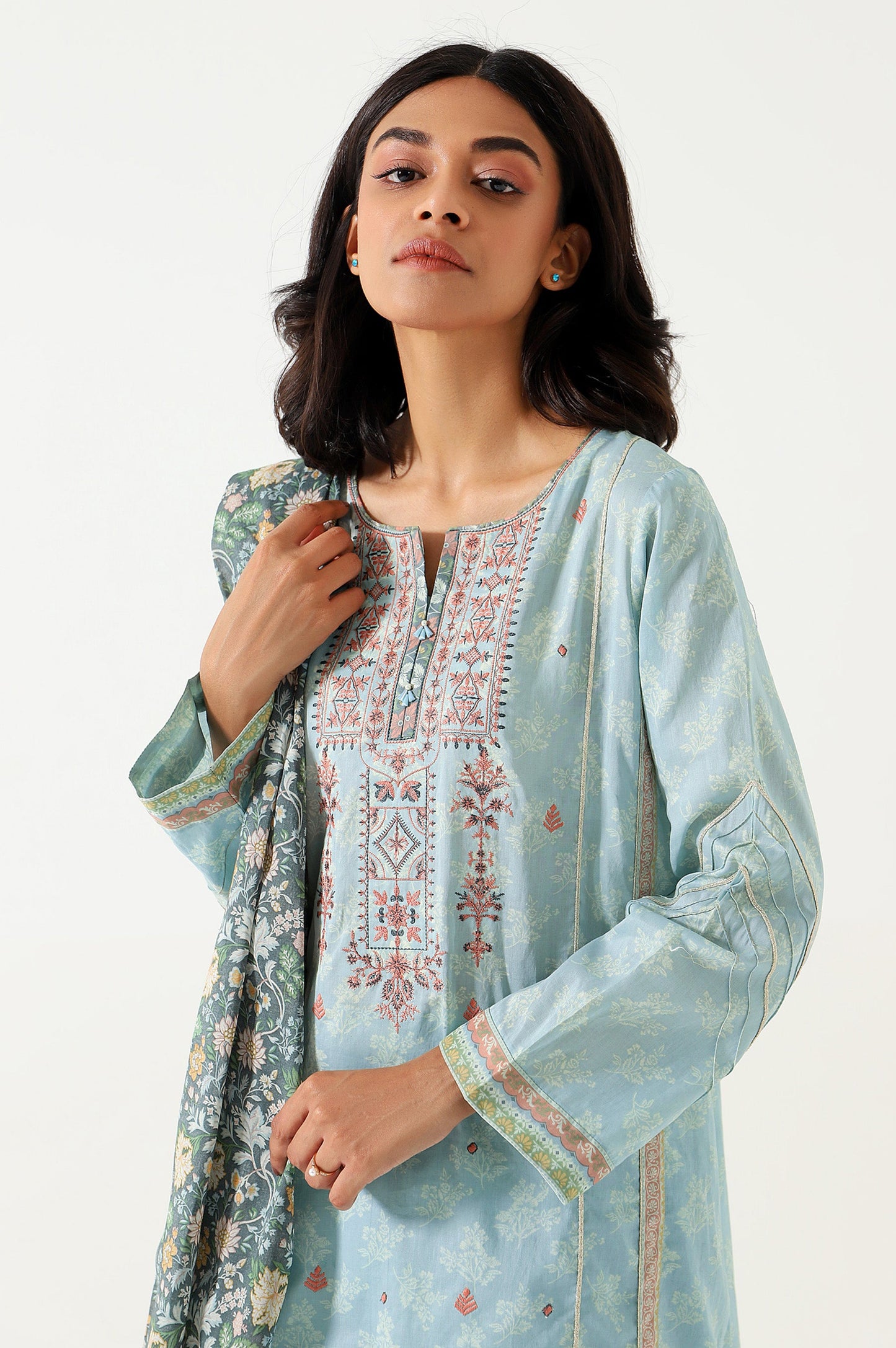 Stitched 3 Piece Embroidered Lawn Suit