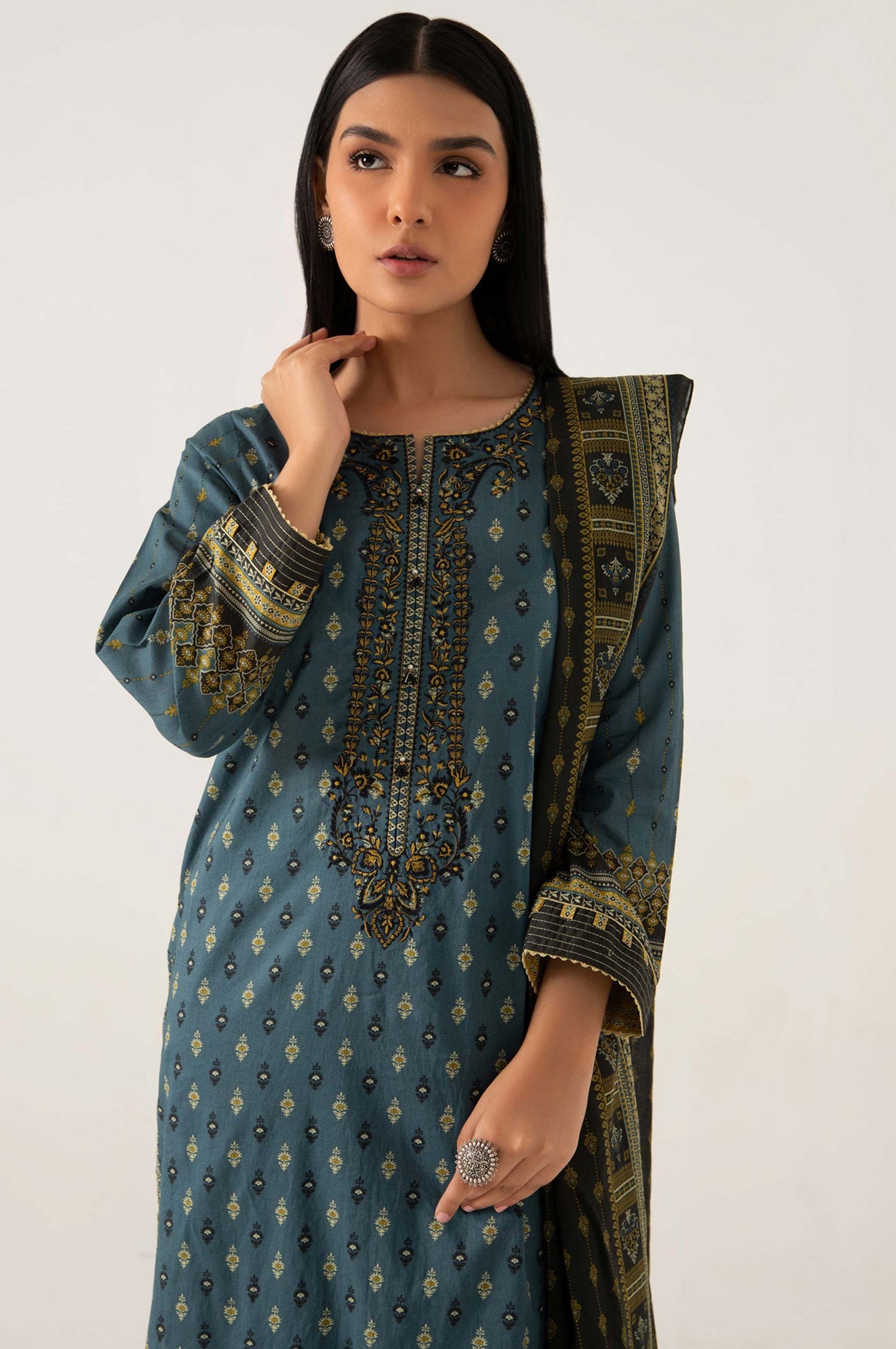 Stitched 3 Piece Embroidered Lawn Suit