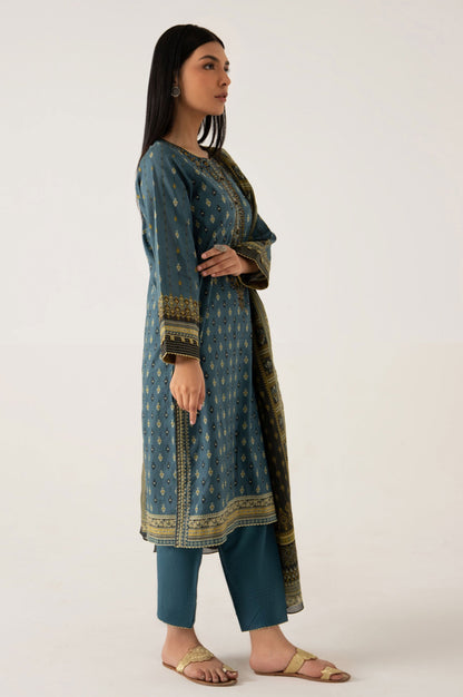 Stitched 3 Piece Embroidered Lawn Suit