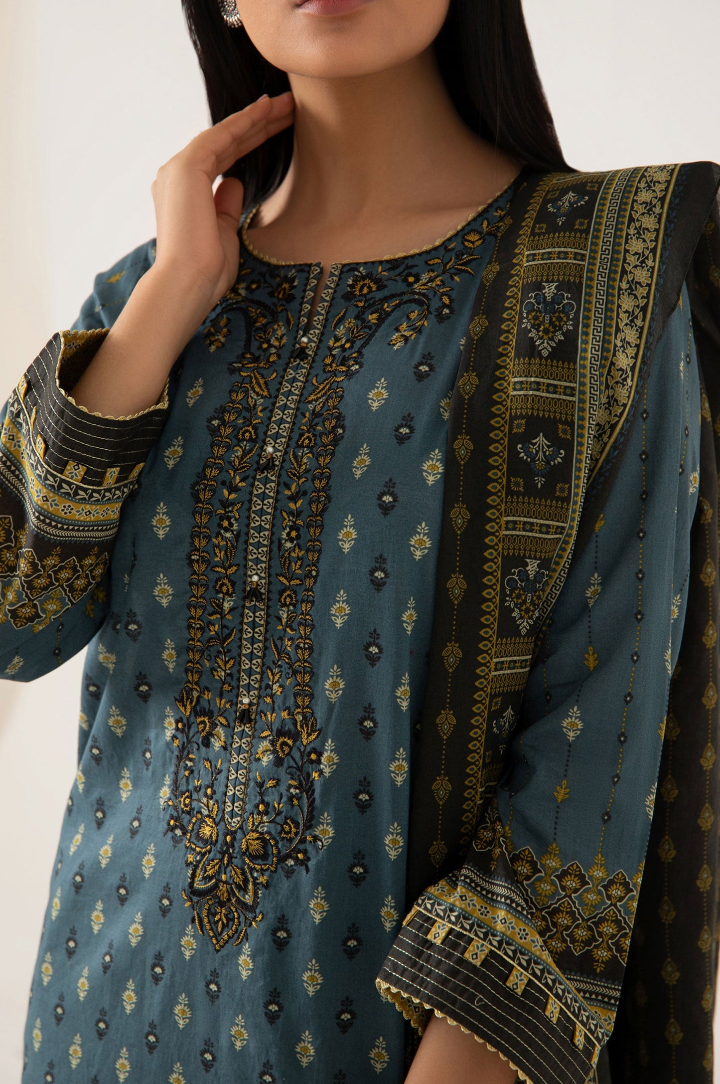 Stitched 3 Piece Embroidered Lawn Suit