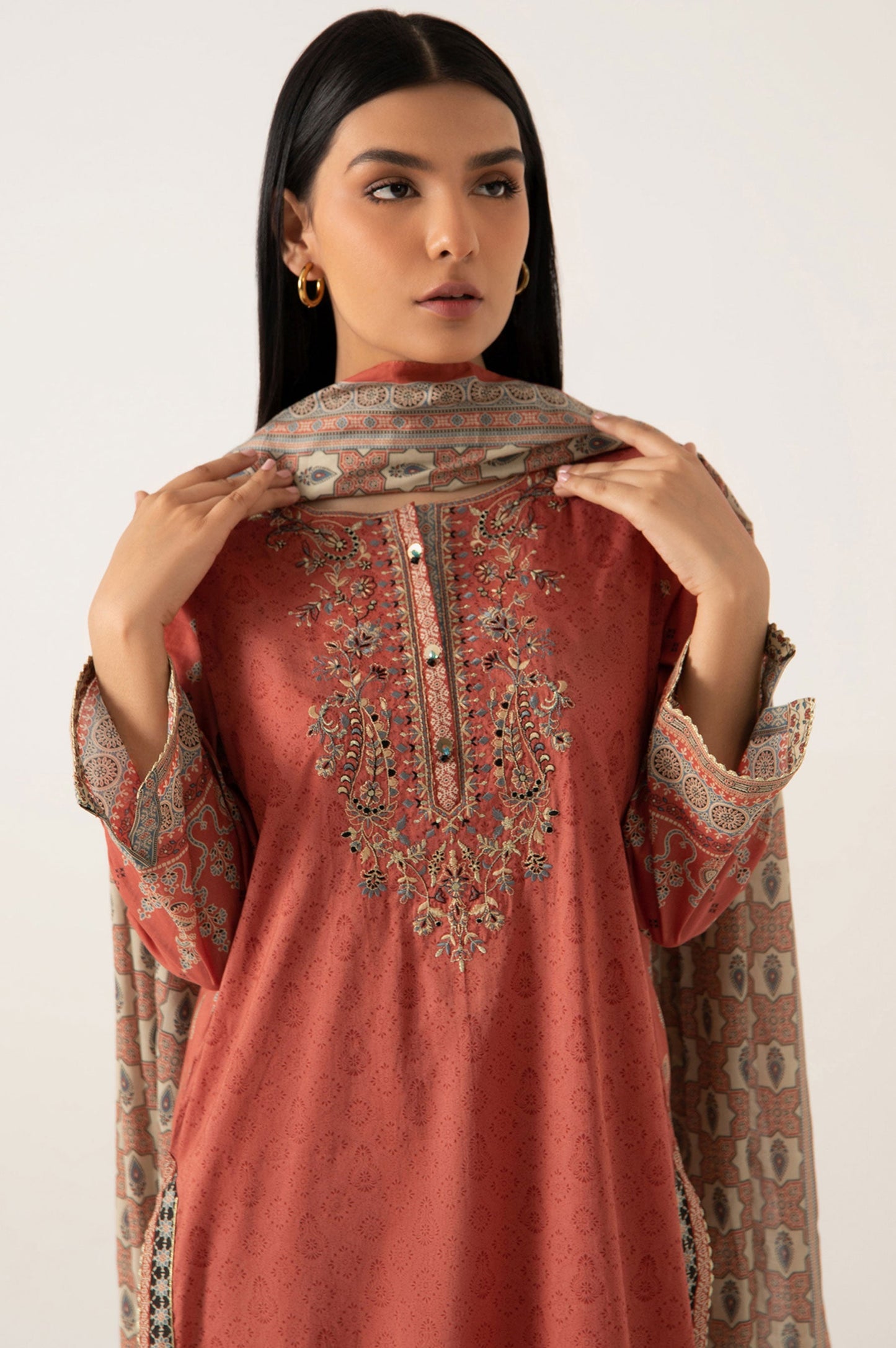 Stitched 3 Piece Embroidered Lawn Suit
