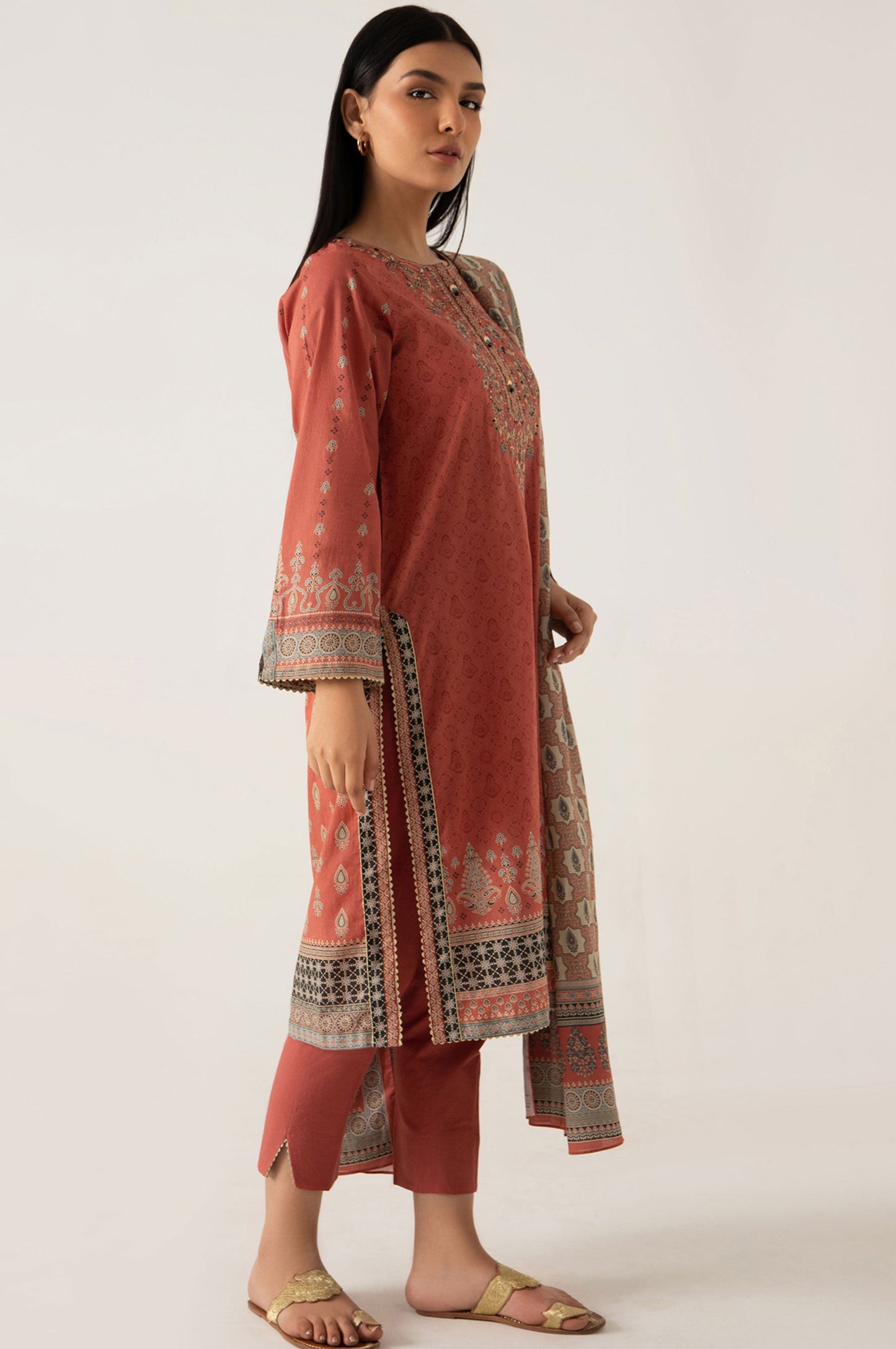 Stitched 3 Piece Embroidered Lawn Suit