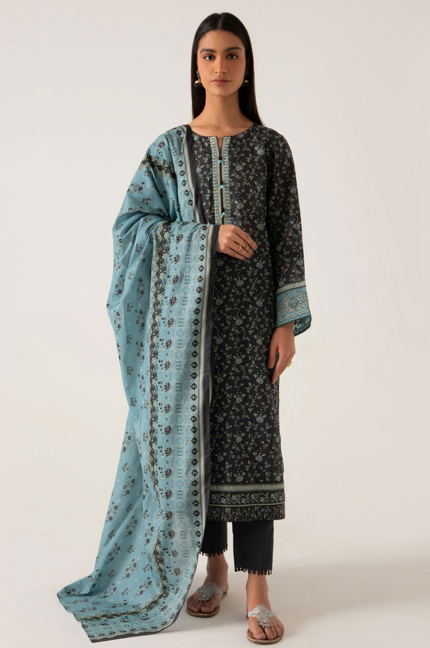 Stitched 3 Piece Embroidered Lawn Suit