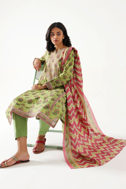 Stitched 3 Piece Embroidered Lawn Suit