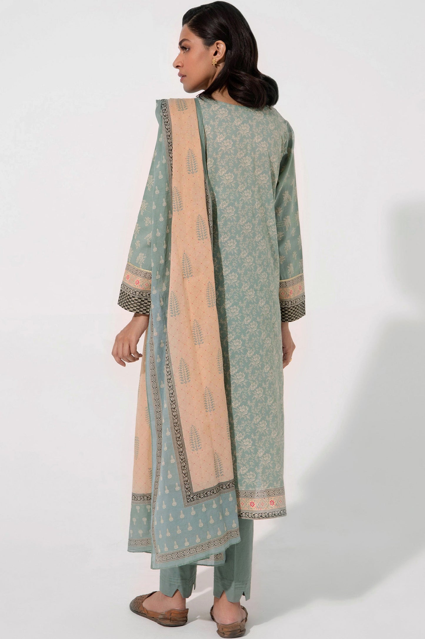 Stitched 3 Piece Embroidered Slub Lawn Suit