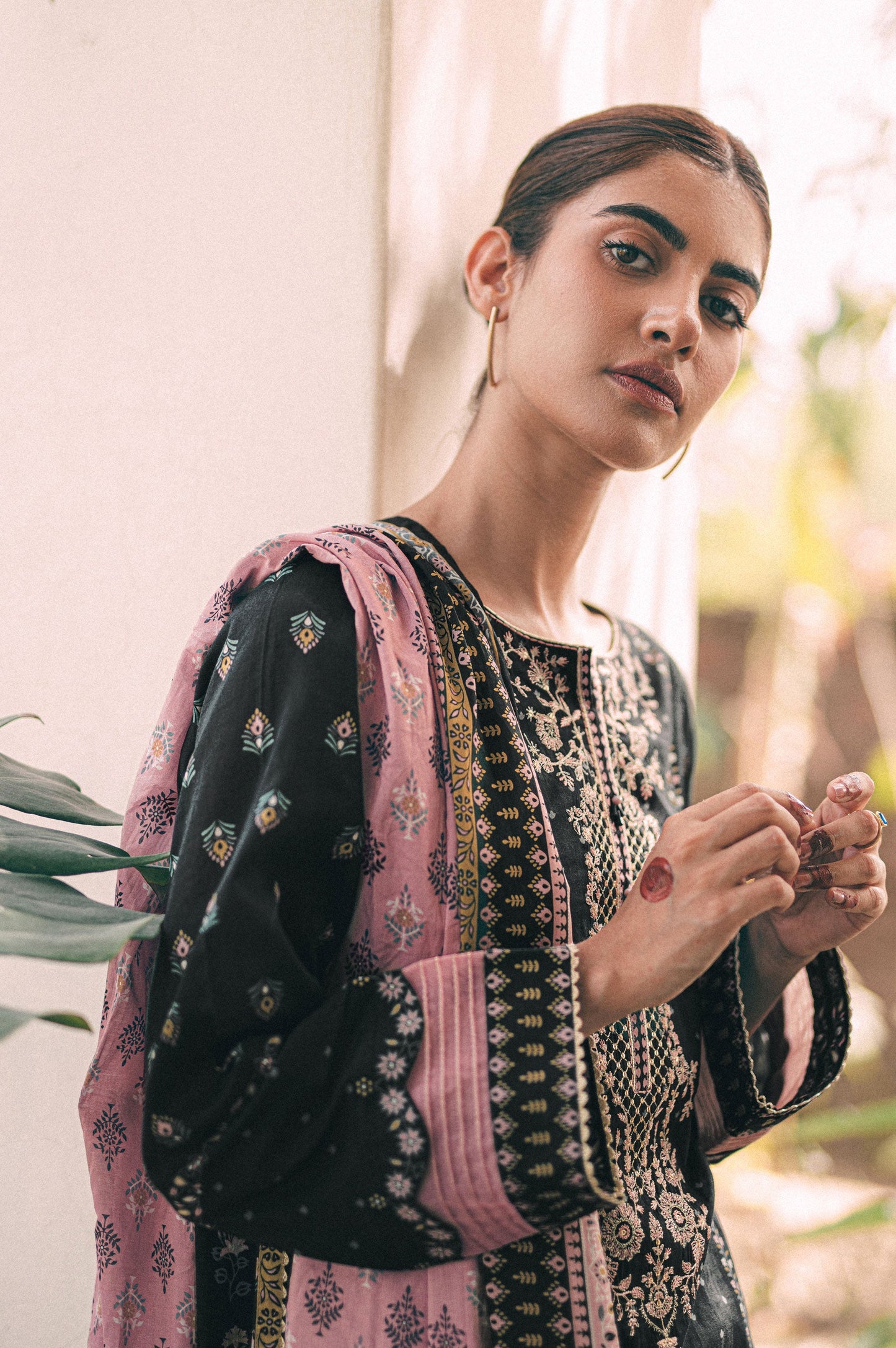 Stitched 3 Piece Embroidered Slub Lawn Suit