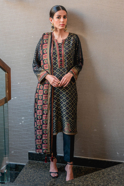 Stitched 3 Piece Jacquard Suit