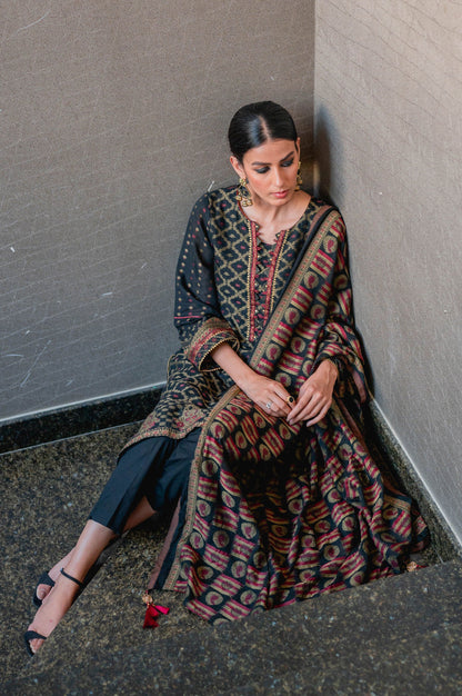 Stitched 3 Piece Jacquard Suit