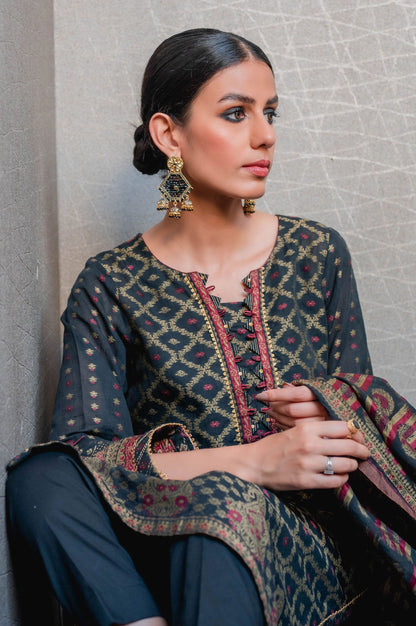 Stitched 3 Piece Jacquard Suit