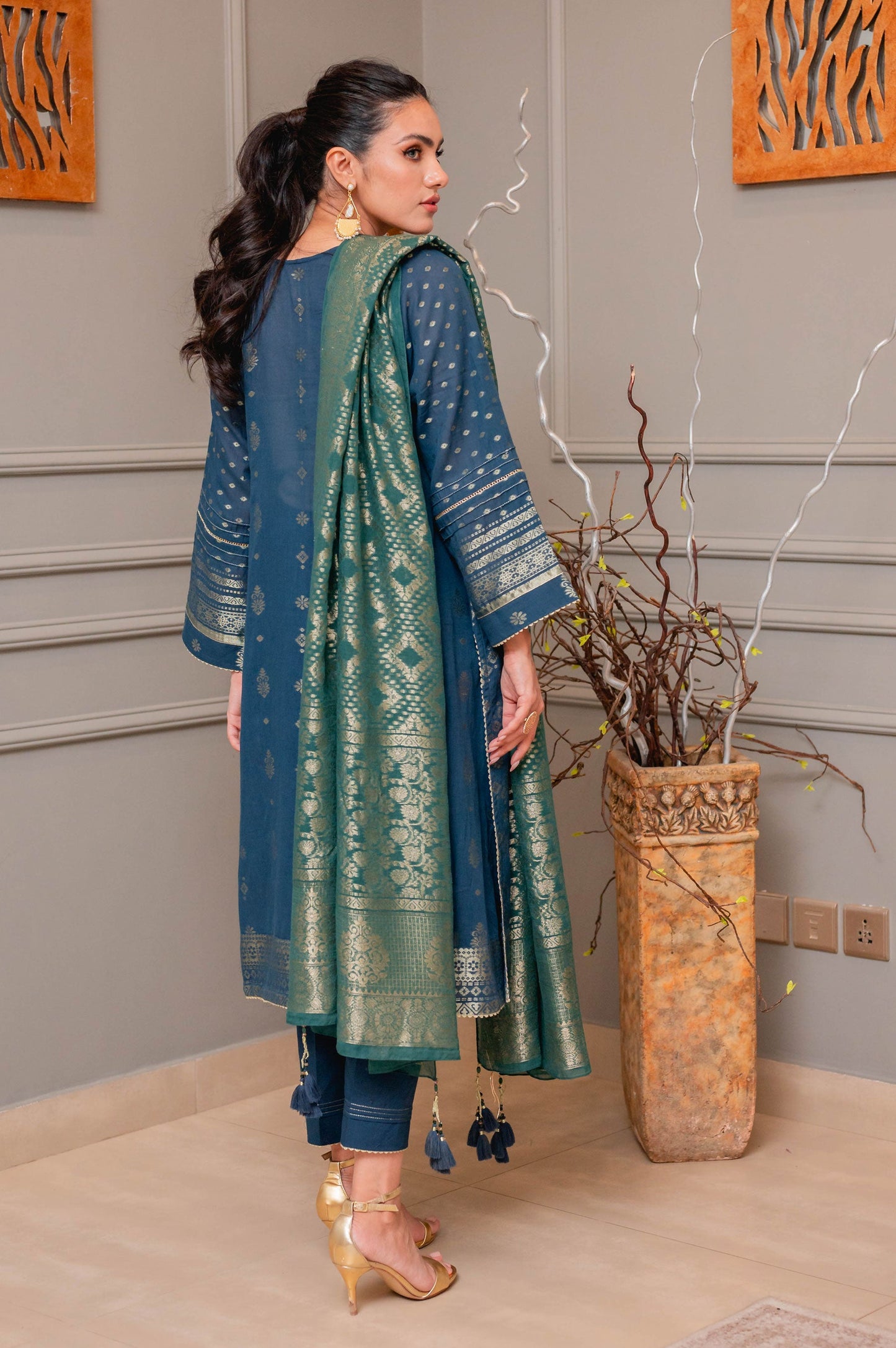 Stitched 3 Piece Jacquard Suit