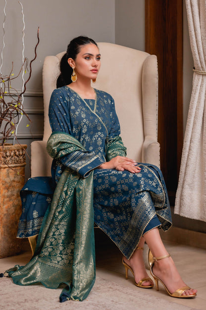 Stitched 3 Piece Jacquard Suit